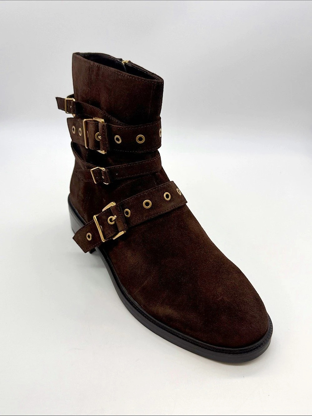 Vince Camuto Arielle Moto Bootie Strappy Ankle Boots Brown US 11M